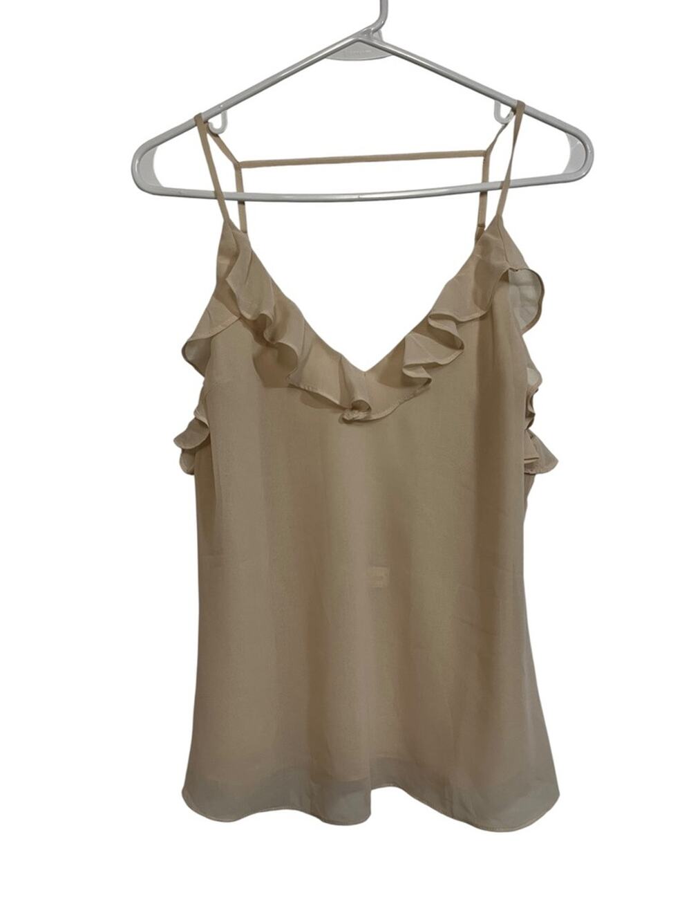 Alythea Nude Ruffle Chiffon Tank Top Women’s Small